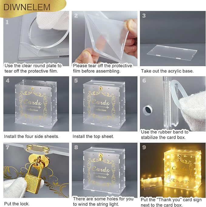DIWNELEM Acrylic Wedding Card Box - Image 5