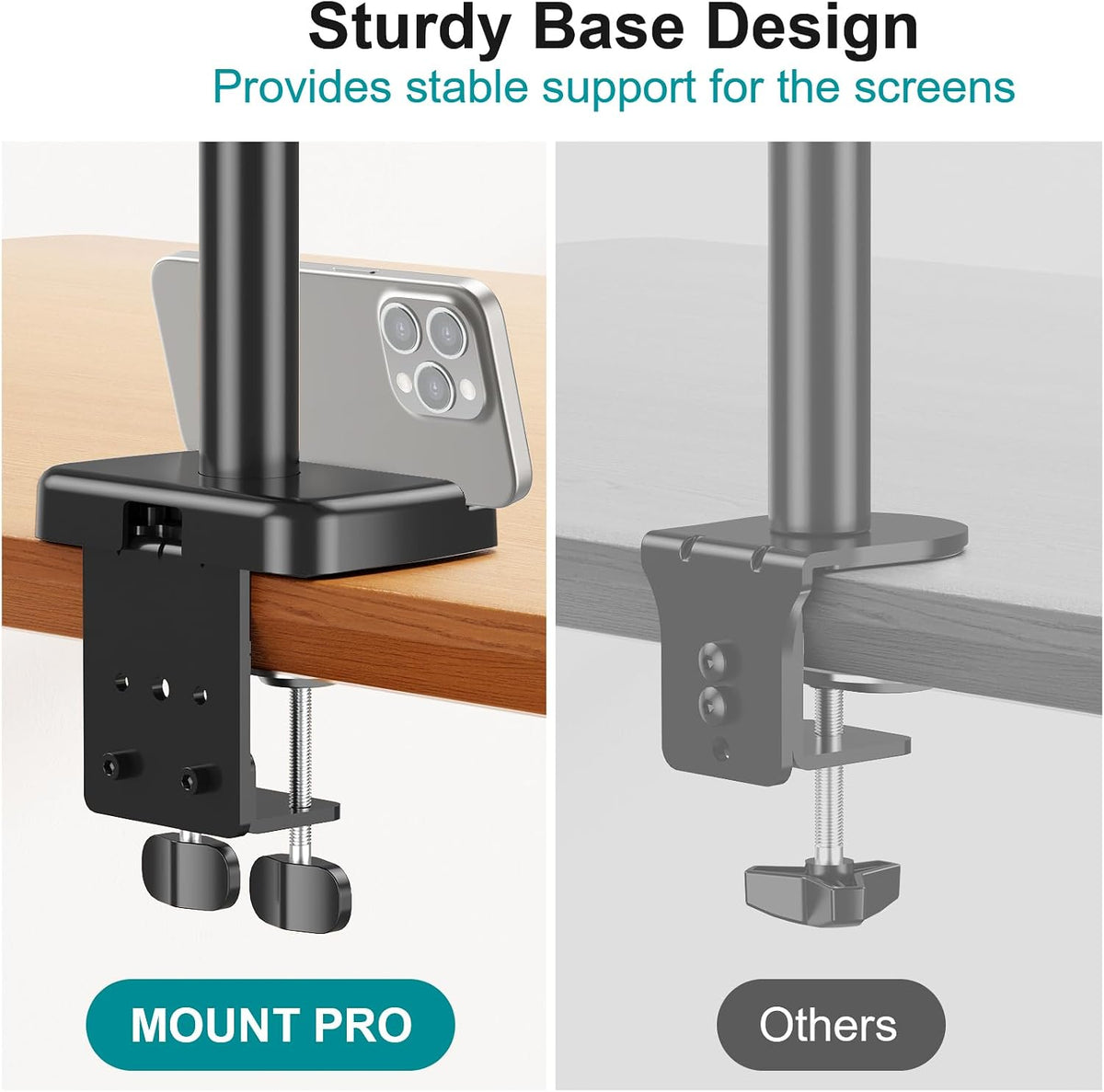 MOUNT PRO Triple Monitor Mount for 13-27 inch Screens, 3 Monitor Desk Mount, ...