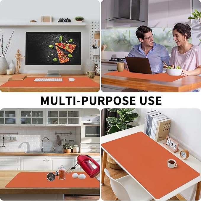 Bloss Orange Desk Mat 31.5"x15.7", Waterproof Large Desk Pad, Leather Desk Matt - Image 5