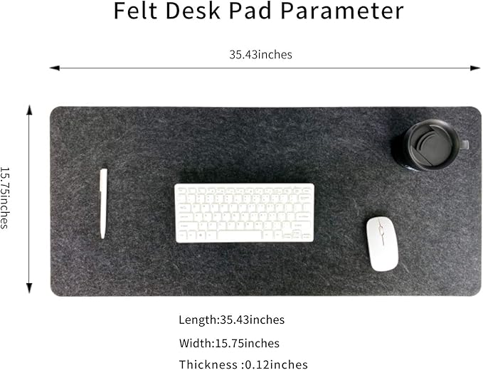Felt Desk Mat, 35.5" x 15.8" Inches, Large Keyboard Mat, Wool Desk Pad - Image 3