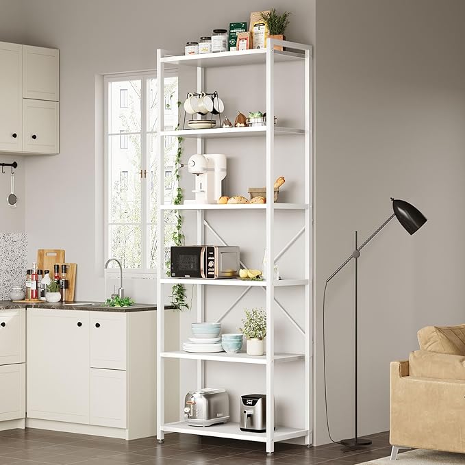 Casaottima Book Shelf, 6 Tier Tall Bookshelf, Modern Wood Bookcase Shelves - Image 6