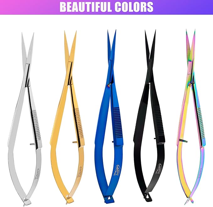 Cross Edge Spring Scissors 5 Inch straight Stainless-Steel Precision Eyebrow & - Image 9