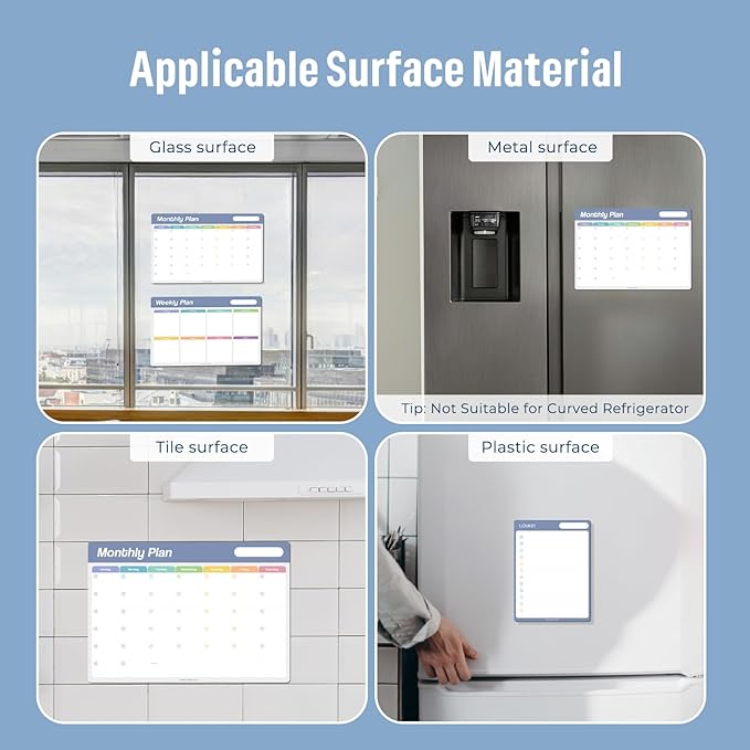 Loukin 17"x11.8" Dry Erase Calendar Set, Electrostatic Adsorption Whiteboard - Image 5