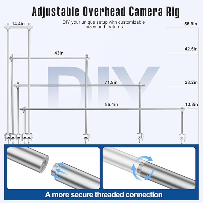 Overhead Camera Mount Rig, Adjustable Aluminum Tabletop Platform - Image 4