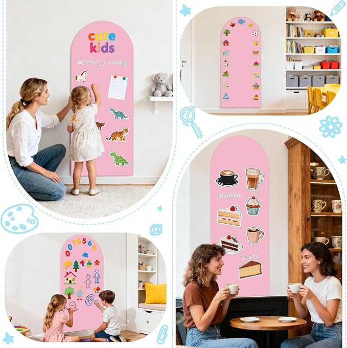 WUPIOS Magnetic Wall Decal Pink 39.3x17.5 Inch Arch Magnetic Chalkboard - Image 7