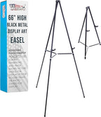 U.S. Art Supply 66" High Black Metal Display Art Easel by USArtSupply