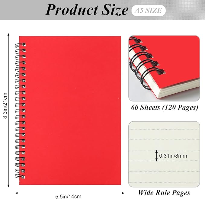 Leelosp 12 Pack Small Spiral Notebook A5 Lined College Ruled Spiral Journal - Image 3