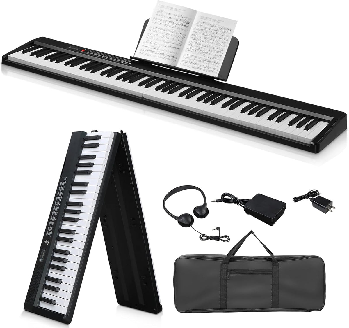 Ktaxon Foldable Piano Keyboard 88 Key Electronic Keyboard Piano (Black)