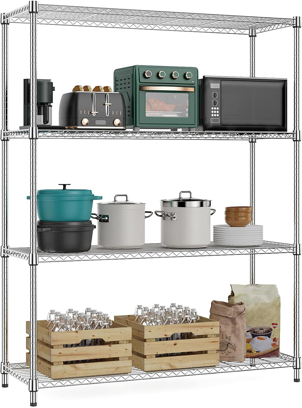 M MZG 5-Shelf Storage Shelves, Wire Shelving Heavy Duty Metal Storage Shelving