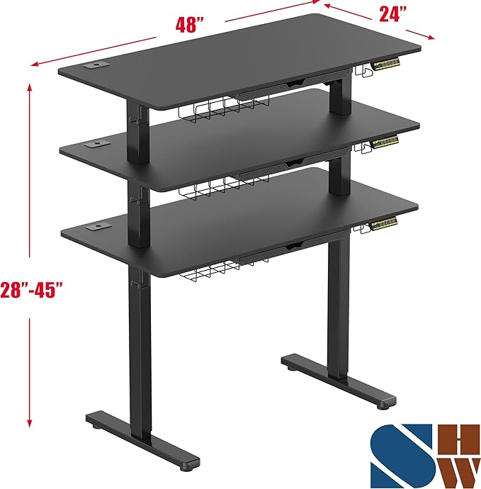 SHW 48-Inch Electric Height Adjustable Standing Desk - Image 3