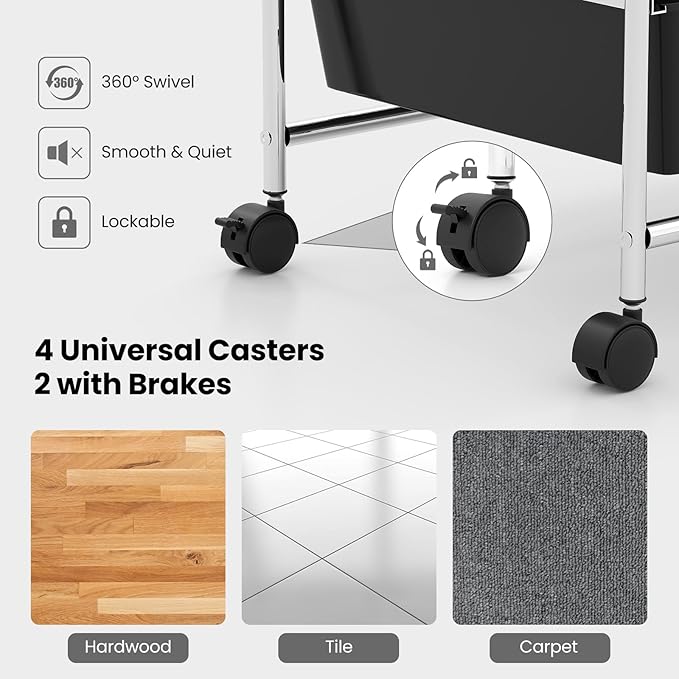 LDAILY 12 Drawer Rolling Storage Cart, Rolling Cart - Image 5