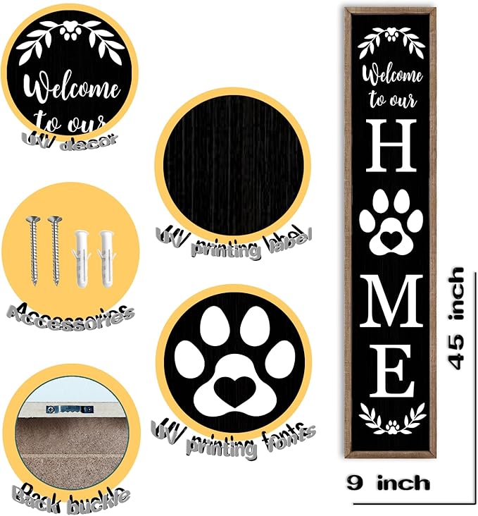 LuZhiQiang Front Porch for Welcome To Our Home Standing Sign 45"X9" Vertical - Image 2