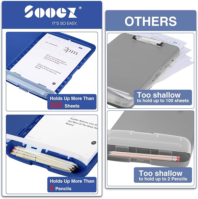 Sooez Clipboards with Storage, High Capacity Clip Boards 8.5x11 with Storage - Image 3