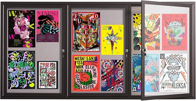 71×36 Inch Lockable Enclosed Bulletin Board, Weather-Resistant Outdoor by Unknown