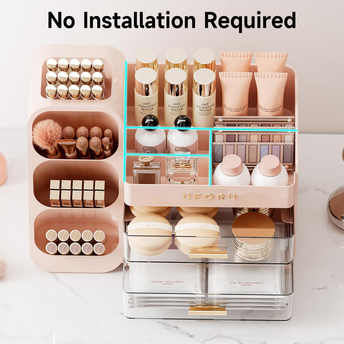UFORU Makeup Organizer Countertop with Brush Holder for Vanity Bathroom