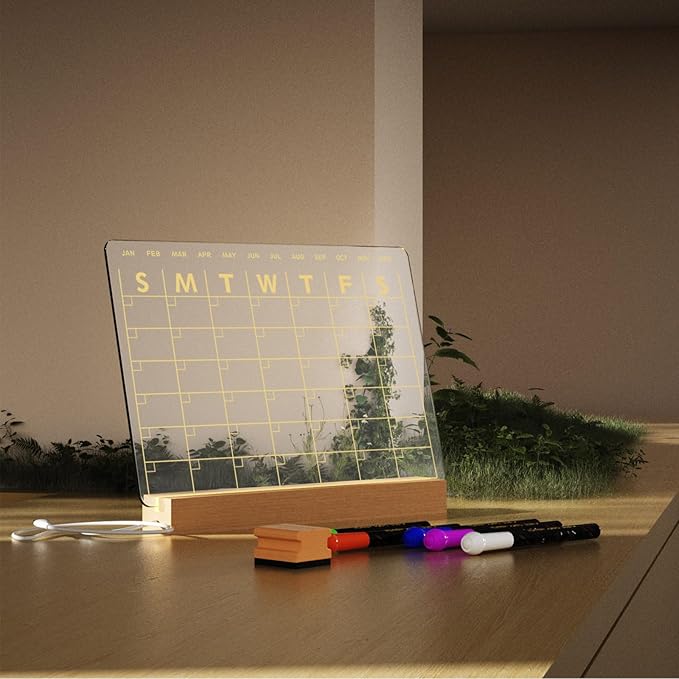 Light Up Clear Dry Erase Calendar 13 x 9 inch - Image 9