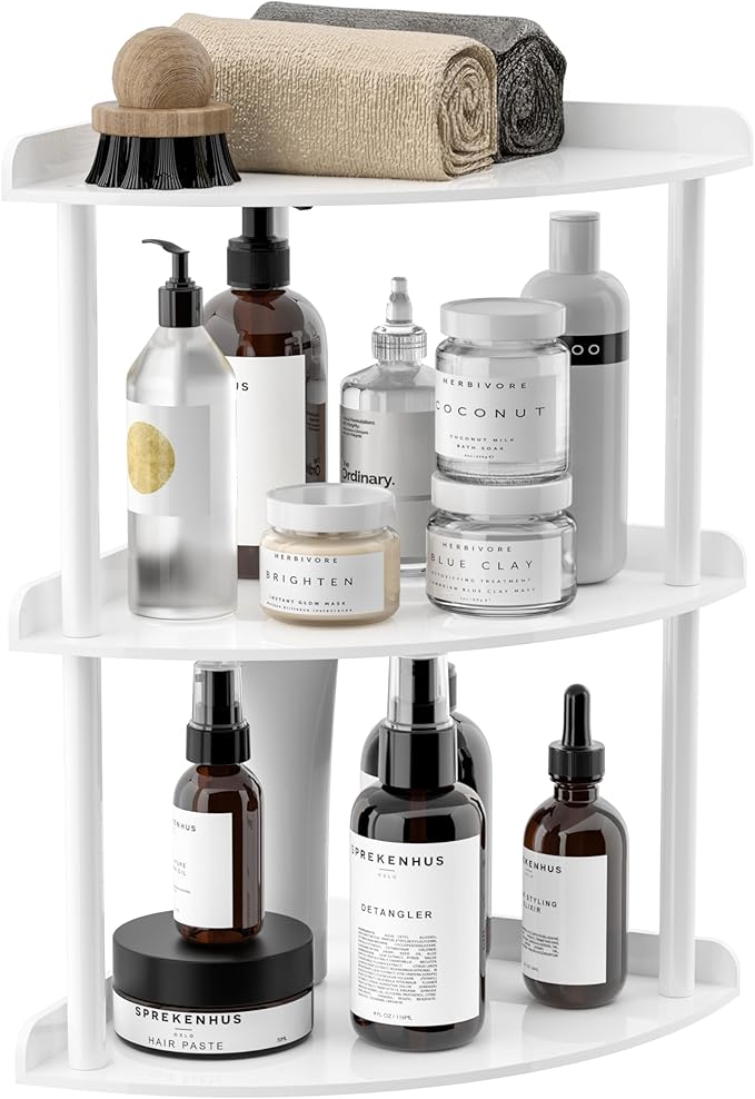 Sezanrpt 3 Tier Acrylic Corner Shelf Organizer Storage 9.5x9.5x15.7 Inch by Sezanrpt