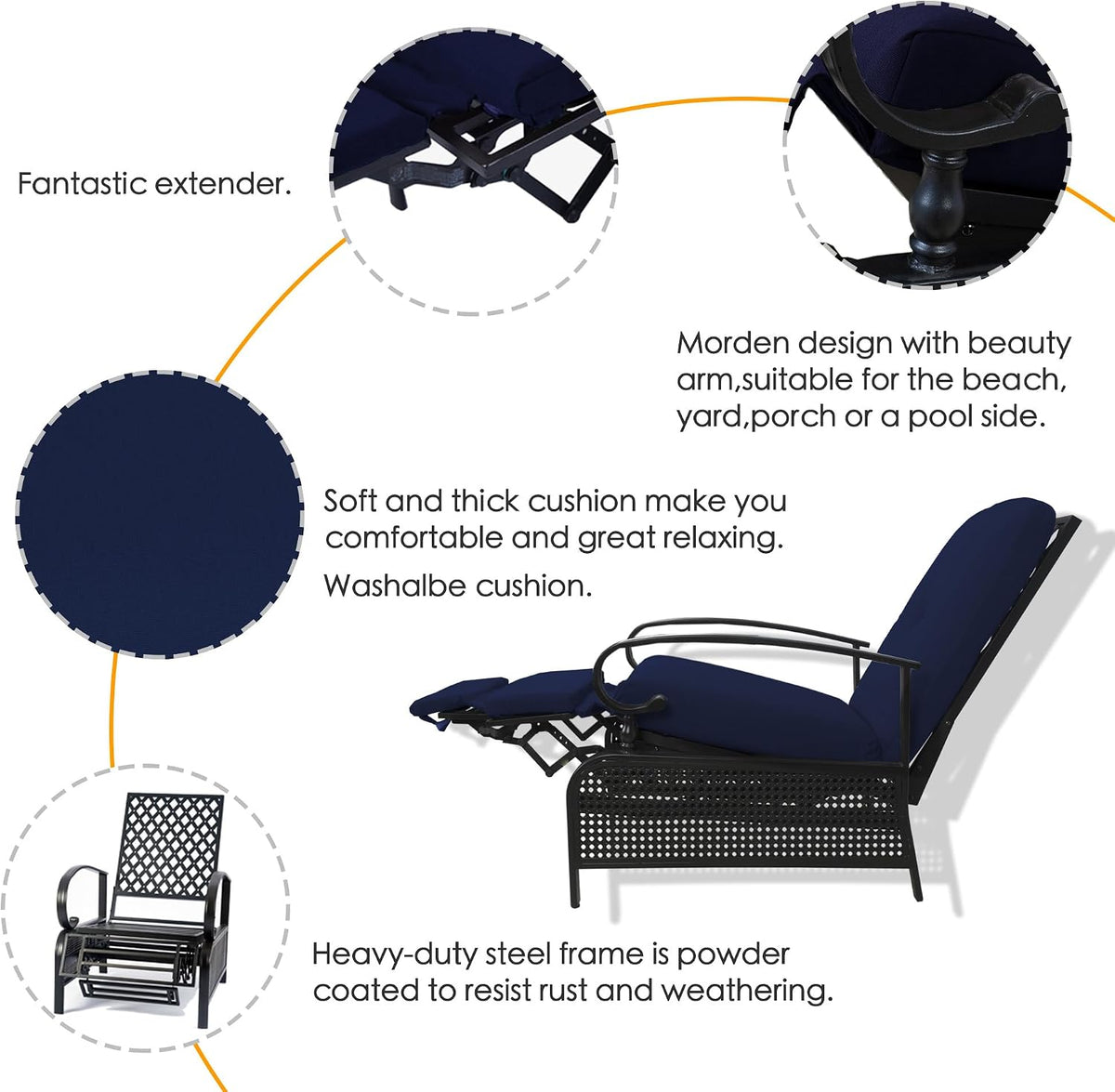 Kozyard Adjustable Outdoor Reclining Lounge Chair