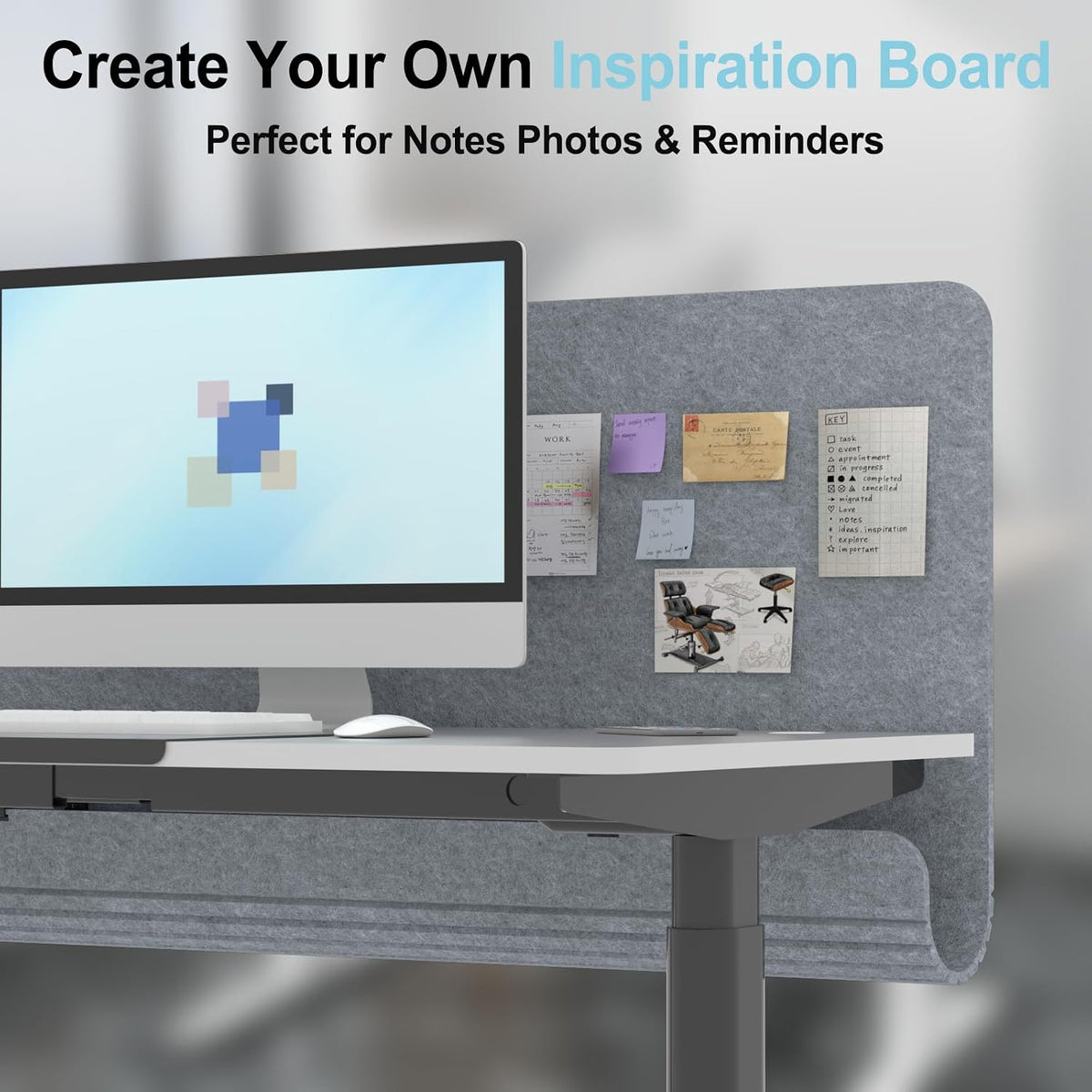 Desk Privacy Panel with Wire Management, 47.2" x 22.5" Cubicle Desk...