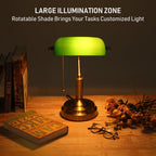 torchstar green glass bankers desk lamp with pull showing dimensions