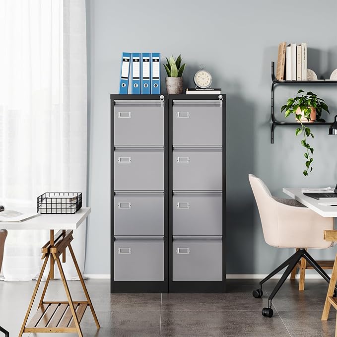 MIIIKO 4 Drawer File Cabinet, Metal Vertical Filing Cabinets - Image 6