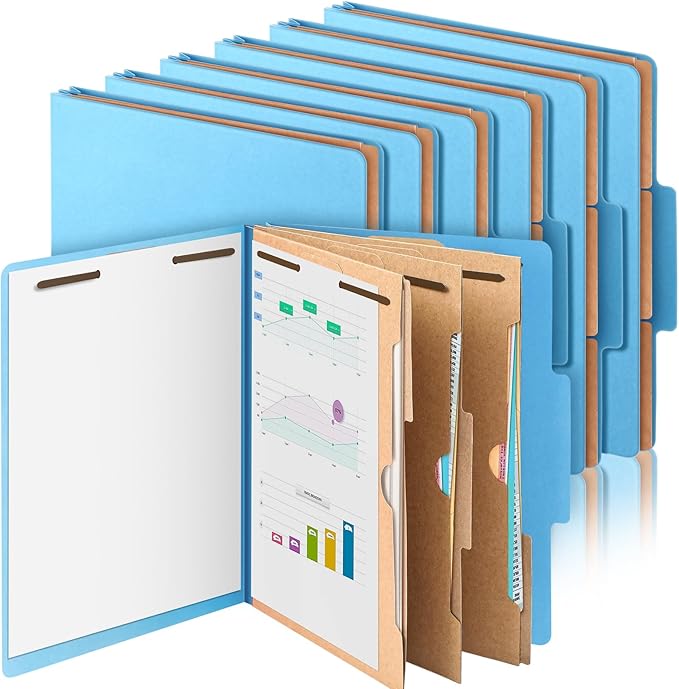 12 Pcs Classification Folders Letter Size 3 Pocket Dividers Employee File Folder by Skyygemm