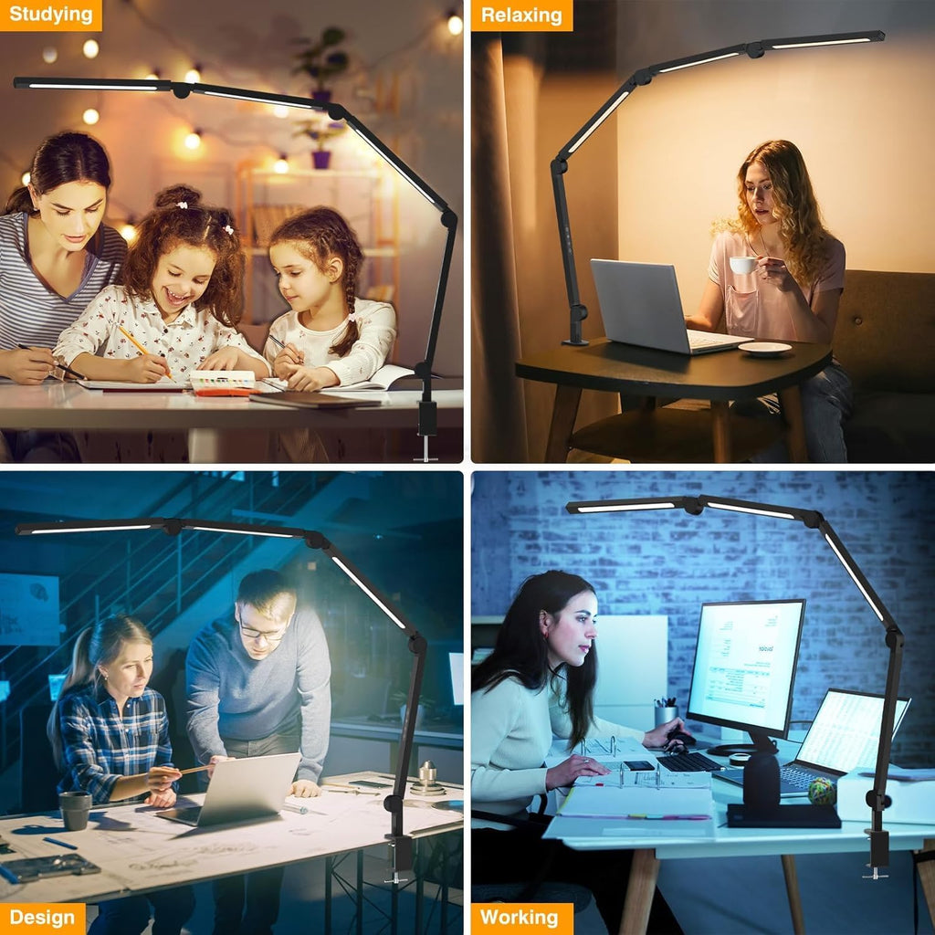 ailbton bright led desk lamp with clamp,eye caring, side view