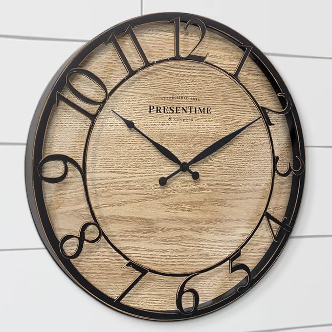 Presentime & Co 21" Farmhouse Series Wall Clock, Cottage Style, Vintage Design - Image 4