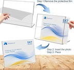 DESONAUT 8 Pack Slanted Back Acrylic Sign Holder 5x7 inches, Acrylic Picture - Image 5