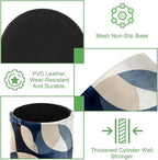 Leather Pen Holder for Desk, Abstract Geometric Blue Brown Print Pencil Cup - Image 2