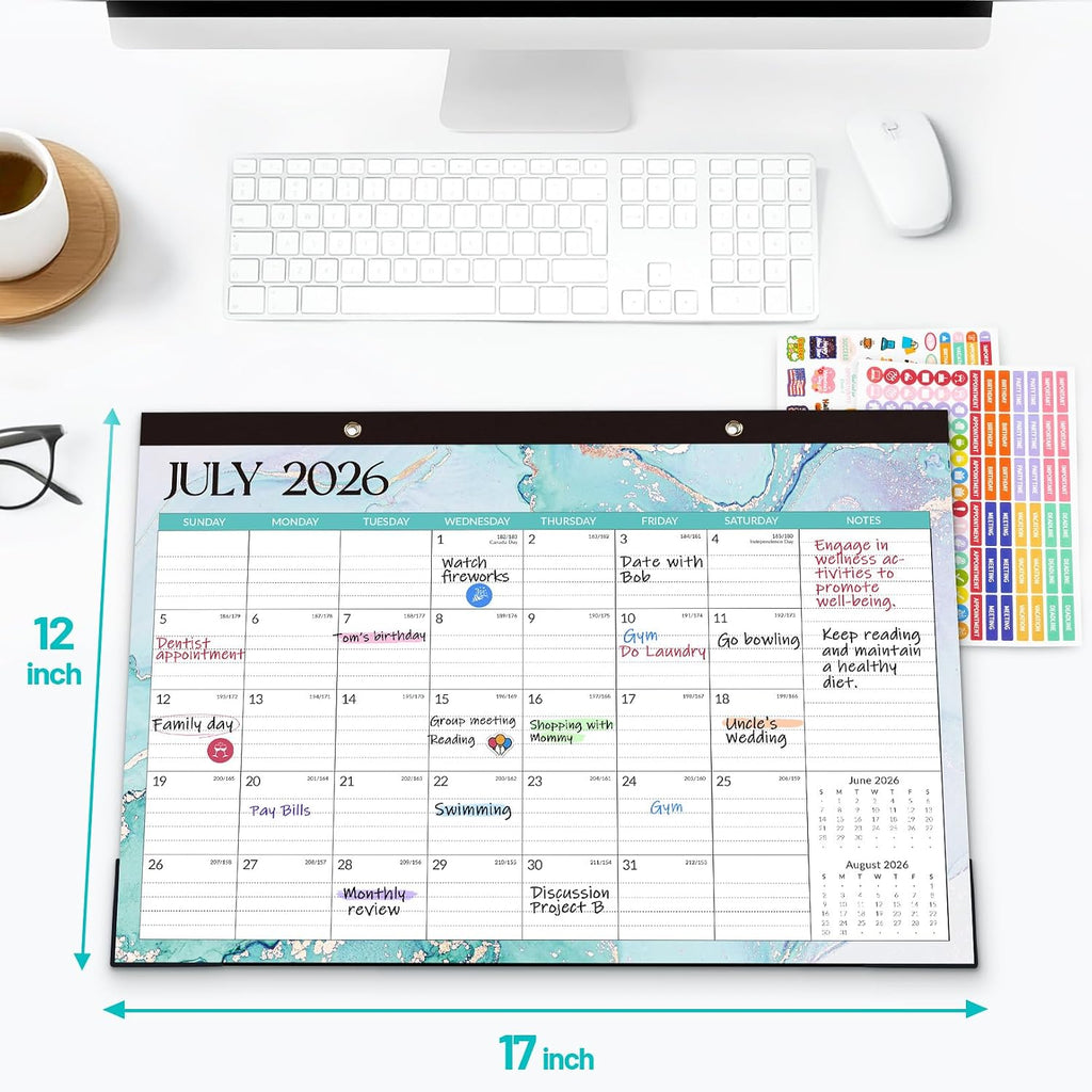 Forvencer Desk Calendar 2026-2027, 21 Months Calendar Apr 2026 to Dec 2027 | 17" x 12" Large 2026 Wall Calendar Monthly Planner with Plastic Cover for Home School Office