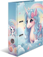 HERMA A4 Lever Arch File Happy Unicorn, 70mm Spine, Heavy Duty Folder with Animal Motif, Glossy Finish & Inner Print, Kids Ring Binder, Archiving Folder & Storage File Organizer