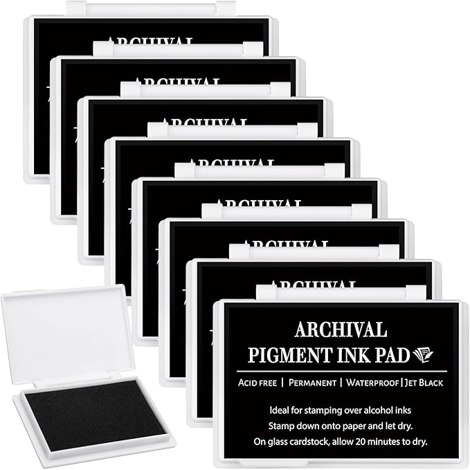 MotiMind 8 Pcs Black Archival Pigment Waterproof Ink Pad by MotiMind