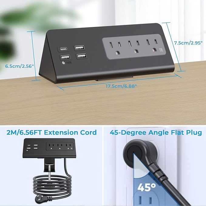 Nightstand Charging Station, Nightstand Edge Power Strip - Image 7