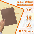 100 Sheets Coffee Color Cardstock 8.5 x 11 Craft Paper, 75lb Heavyweight Dark - Image 2