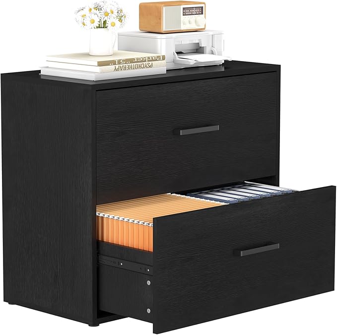 FATIGOS Lateral File Cabinet, Wood Black File Cabinet by FATIGOSstoragecabinet