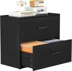 FATIGOS Lateral File Cabinet, Wood Black File Cabinet by FATIGOSstoragecabinet