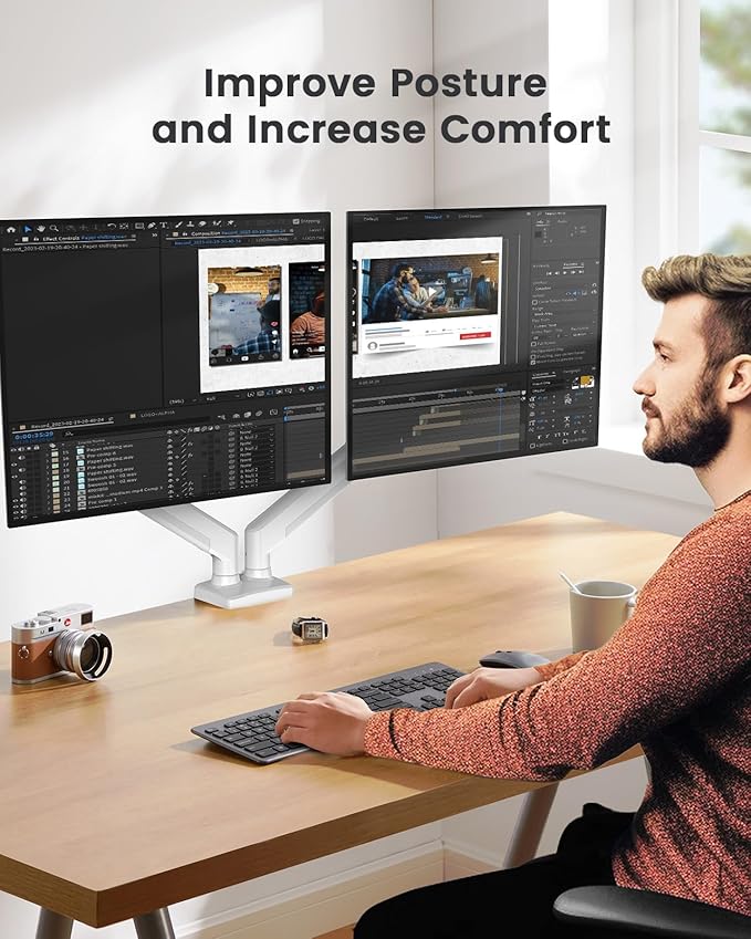 ErGear Dual Monitor Stand up to 32 inches Screen, Load-Bearing Max 22 lbs Each - Image 6