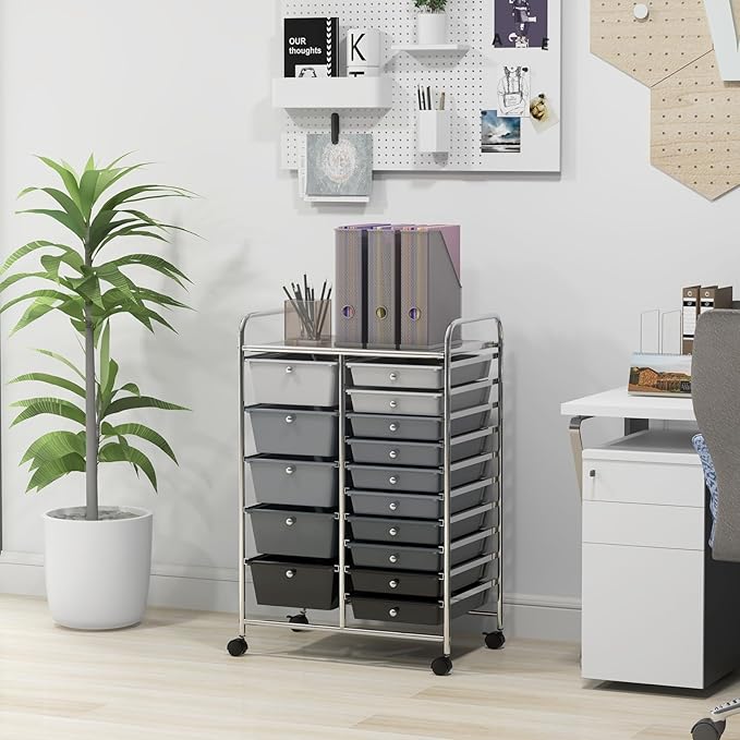 HAPPYGRILL 15-Drawer Rolling Cart, Storage Carts - Image 2