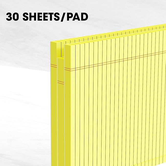 AILZFEI Yellow Legal Pads Note Pads 8.5 x 11 inch Wide Ruled, 30 Sheets/Pad - Image 3