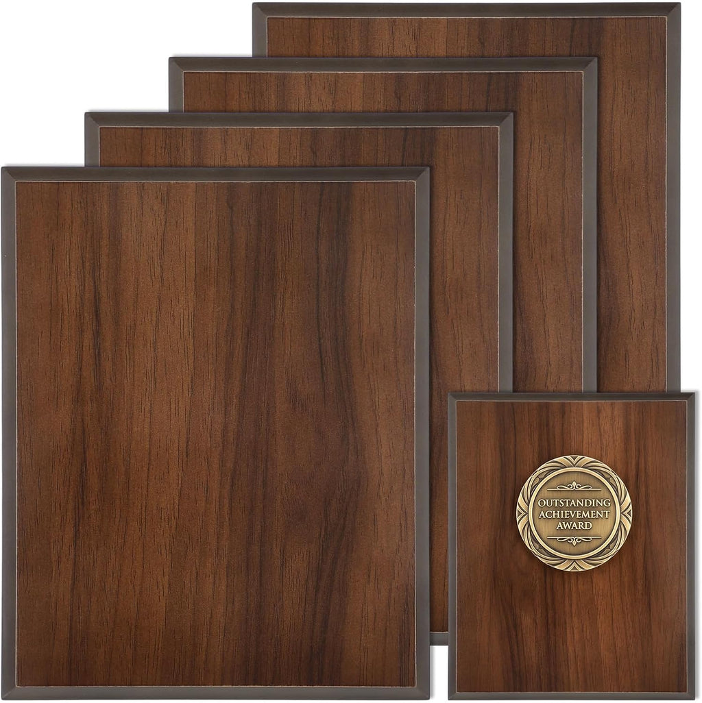 4 Pack 8x10 Inch Blank Plaque Walnut Wooden Plaque DIY Engraved Award Plaques for Thank You Photo Recognition Retirement Gift