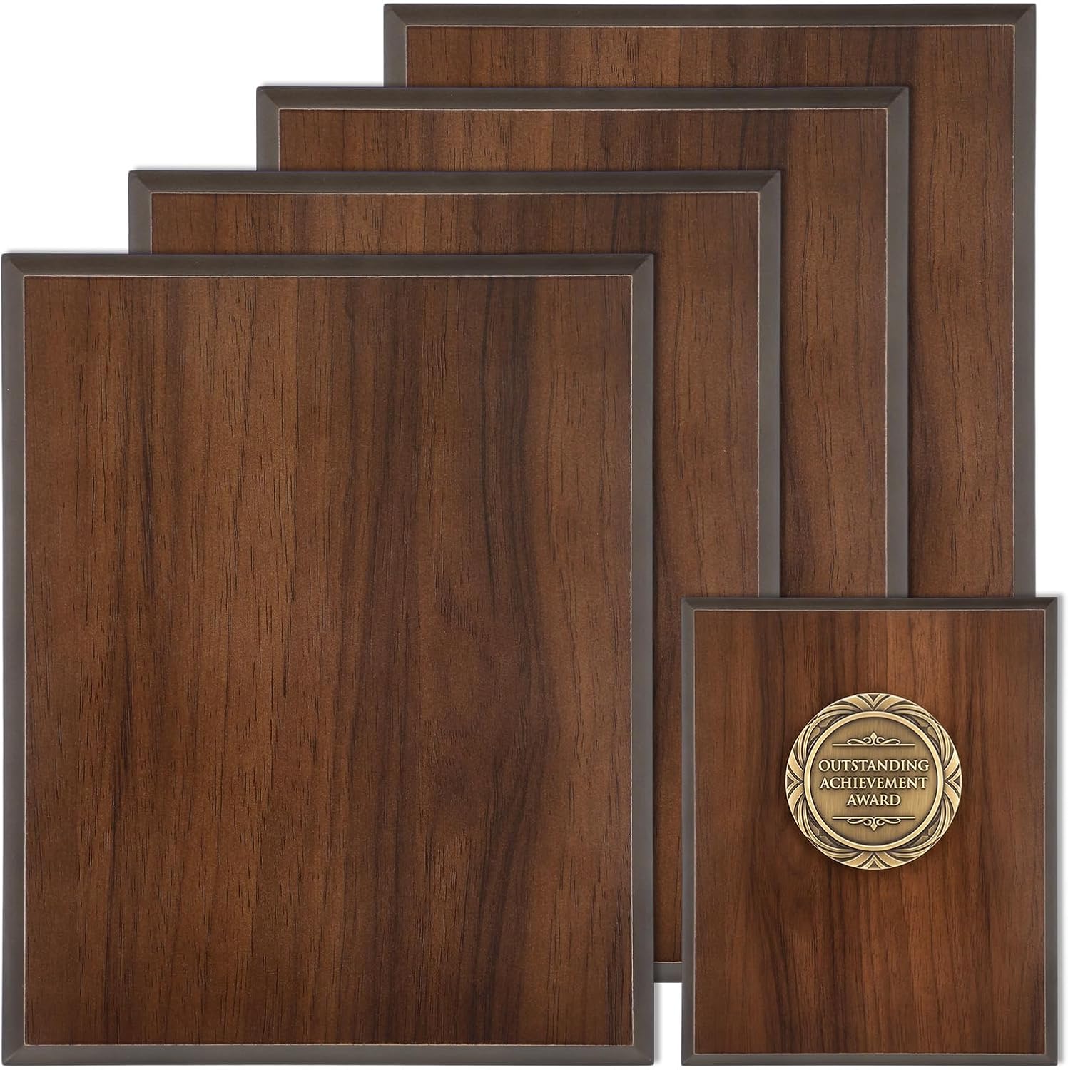 4 Pack 8x10 Inch Blank Plaque Walnut Wooden Plaque DIY Engraved Award Plaques for Thank You Photo Recognition Retirement Gift