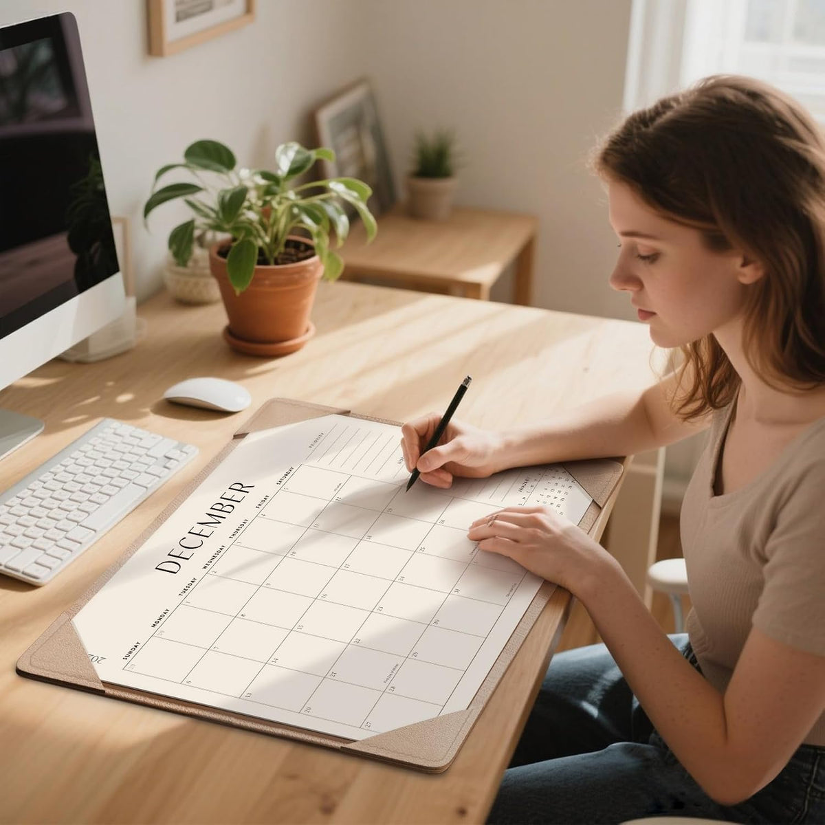 Jotsome Large Desk Calendar 2026-2027 with Protective Mat 22"x17"