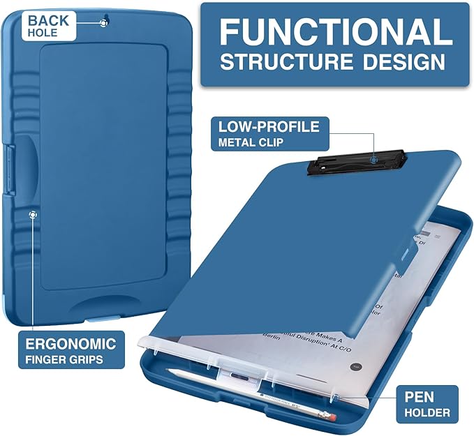 Sooez Clipboards with Storage, High Capacity Clip Boards 8.5x11 with Pen Holder - Image 2