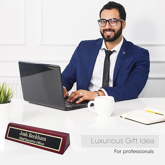 Business Wood Name Plate for Desk | Custom Desk Name Plate Personalized Gift - Image 5