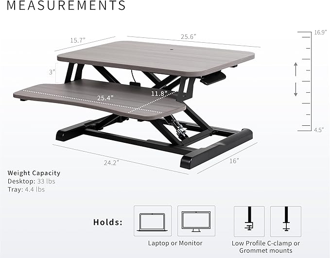 VIVO 26 inch Desk Converter, K Series, Height Adjustable Sit to Stand Riser - Image 3