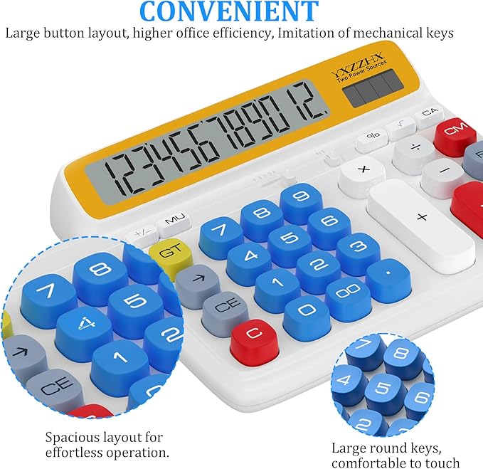 Desktop Calculator with Extra Large 5-Inch LCD Display, 12-Digit Two Way Power - Image 7