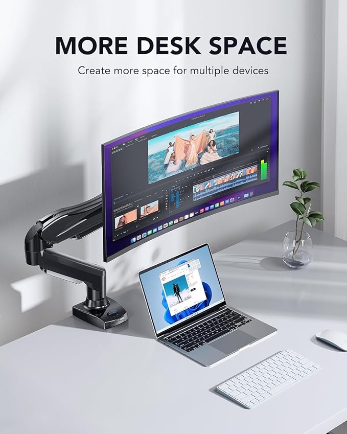 HUANUO Single Monitor Mount, 13 to 32 Inch Monitor Arm, Adjustable Monitor Stand - Image 5