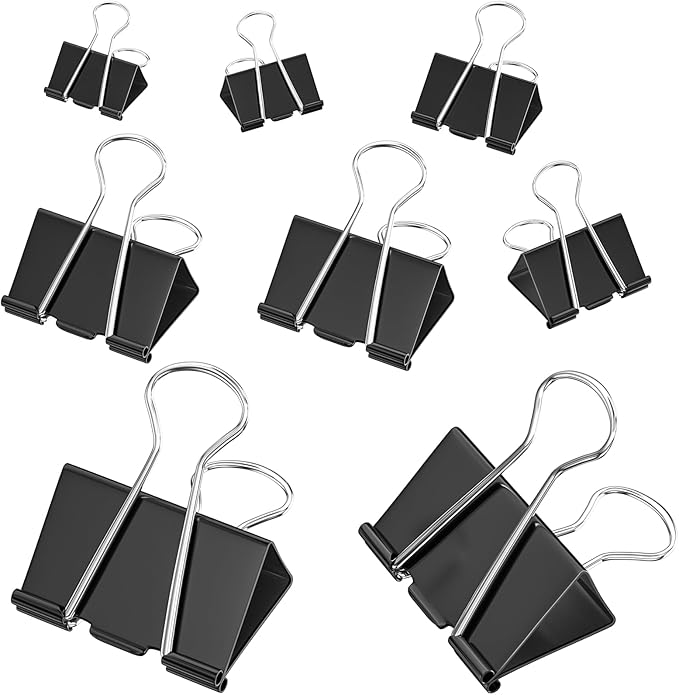 200 Count Binder Clips Assorted Sizes, 4 Sizes Large, Metal Paper Clamps by KKEETUR