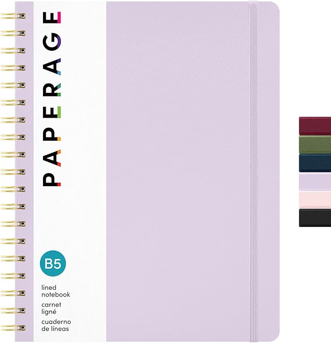 PAPERAGE Lined Spiral Journal Notebook, 160 Pages, Large B5 Hardcover Journal by PAPERAGE